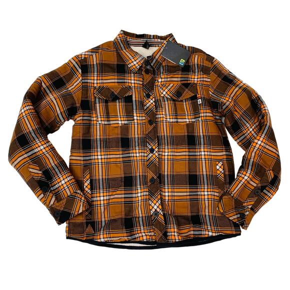 NWT Size 10 Orange Plaid Shacket with Sherpa Lining - Picture 1 of 5
